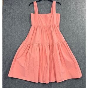 THREE GRACES LONDON Cosette Tiered Cotton-poplin Midi Dress Coral Pink size 12